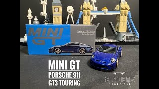 MINI GT Porsche 911 GT3 Touring Gentian Blue Metallic