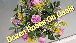 Dozen Roses On Oasis Floral/Sponge Foam - Simple