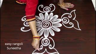 Creative freehand  designs ||  easy rangoli  kolam || new muggulu patterns