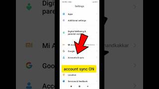 How to Account Sync Data Kaise ON Kare redmi Smart Phone #spports #Shorts || #viral