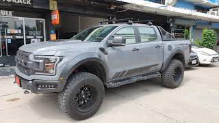 Ford Raptor แร็คหลังคา thule ตรงรุ่น ไม่เจาะรถ รับน้ำหนัก 100 kg มีกุญแจ lock ป้องกันหาย