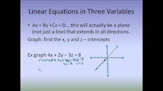 Graphing Linear Equations in Three Variables