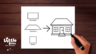 House drawing with shapes | How to draw house with shapes | Part-2 | Shapes drawing | #drawing
