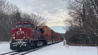 CP 8063, CP 8076 \u0026 CP 8033 passing through Oro-Medonte, ON