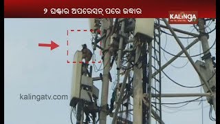 Monkey Rescued From 80 Feet Long Mobile Tower In Berhampur