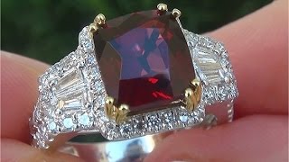 GIA Certified UNHEATED Natural FLAWLESS Red Spinel Diamond 14k White Yellow Gold Estate Ring - C902