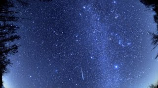 2018年ふたご座流星群　極大日の星空　冬のダイヤモンドと流れ星