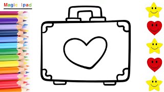 Como dibujar una MALETA CORAZON | dibujos para niños 💓⭐ How to draw a HEART SUITCASE | for kids