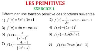 Les primitives d'une fonction 2 bac exercice 1