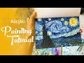 Acrylic Painting Tutorial - Starry Night by Van Gogh