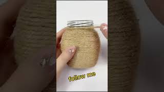how to decorate glass jar with jute rope and flower#jute flower vase tutorial#tutorial