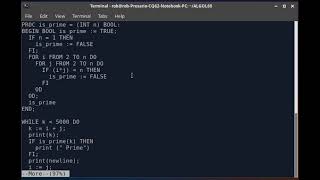 Algol 68 Program to show Fibonacci series, and Primes within.