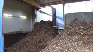 Filling up wood chip storage of 1 MW boiler plant