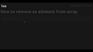 How to remove an element from array #lua