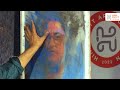 demo of self portrait in soft pastels by vasudeo kamath for hina bhatt art foundation