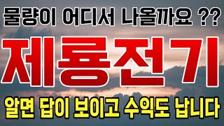 [주식]제룡전기 - 물량이 어디서 나올까요 ?? 알면 답이 보이고 수익도 납니다