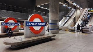 4 KONE escalators #POV ride at Canary Wharf London Underground station