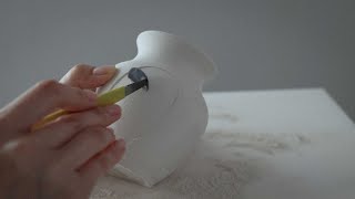 손으로 직접 새기는 도자기 조각 : Pottery carving ASMR