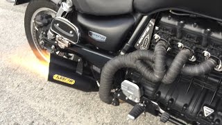 TRIUMPH ROCKET III , NEW CUSTOM EXHAUST SOUND CHECK! LOUD !!!