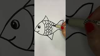 رسم سمكة 🐟 بأسهل طريقة ✍️ #art #رسم #drawing