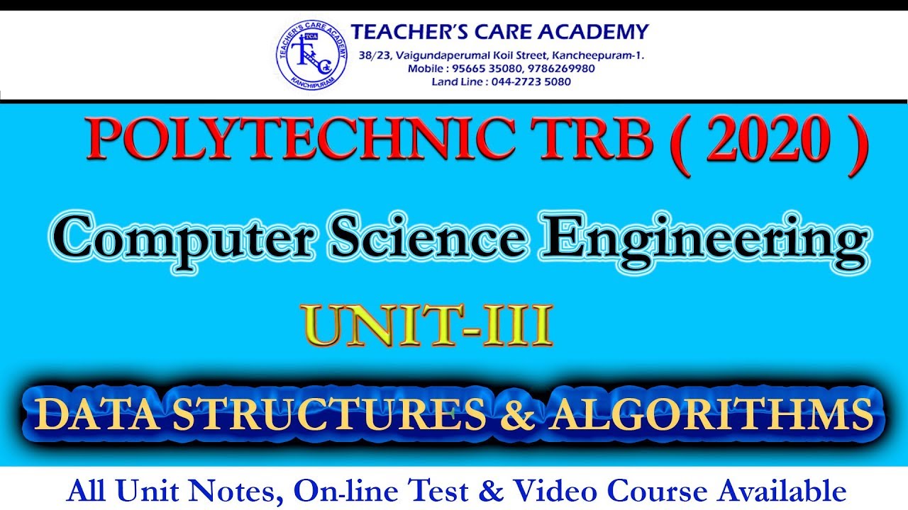 Polytechnic Trb 2020 Cse Data Structures And Algorithms Youtube