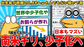 【2ch面白いスレ】南米チリ、とんでもない勢いで少子化wwww 出生率0.88切り、日本もビックリな超少子化国家へ...【ゆっくり解説】