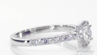 White Gold 18ct Argyle Round Brilliant Cut Diamond Ring With Halo \u0026 Shoulders