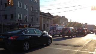 MIDWOOD EMS AMBULANCE RESPONDING ON AVENUE P IN THE SHEEPSHEAD AREA OF BROOKLYN IN NEW YORK CITY.