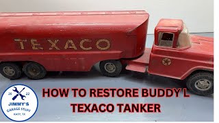 HOW TO RESTORE A VINTAGE BUDDY L TEXACO TANKER | ASMR | SAND BLASTED | POWDER COATED