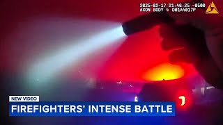 Newly released bodycam video shows response as firefighters battle SPS fire in Glenside, Pa.