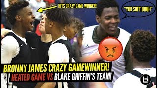 Bronny James CRAZY TRIPLE OT GAME WINNER VS BLAKE GRIFFIN'S TEAM!! RESPONDS TO H