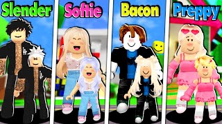 BACON VS SLENDER VS SOFTIE VS PREPPY FAMILY (Roblox Brookhaven RP)