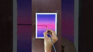 Drawing with oil pastels | 💜 purple sunset scenery drawing #art