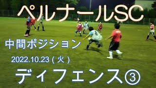 ぺルナールSC（埼玉県蕨市）2022.10.25（火）平日練習　高学年テーマ：ディフェンス③　中間ポジション