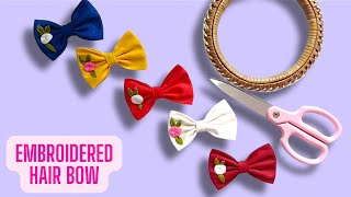 Hand Embroidered Hair Bow Clips | Classic Hair Bow Tutorial | Hand Sewed Hair Bows | Bow Hair Clip