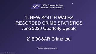 NSW Recorded Crime Statistics June 2020 Quarterly Update / BOCSAR Crime Tool