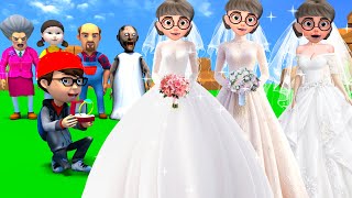 Scary Teacher 3D vs Squid Game 2 Help Tani cute Choose Fashion Wedding Dress 5 Time Challenge!