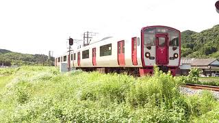 日豊本線 815系 628M 安全確認の為保全員を乗せて徐行運転 約48分遅延