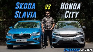 Skoda Slavia vs Honda City Comparison - Which One Takes The Crown? | MotorBeam