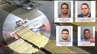 Cuatro cubanos de Miami captados en cámara en robo masivo de paneles de madera de almacén en Medley