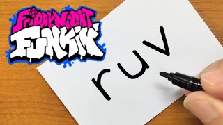 How to turn words RUV（Friday Night Funkin'）into a cartoon - How to draw doodle art on paper