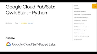 Google Cloud Pub/Sub: Qwik Start - Python Qwiklab
