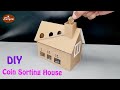 How to Make Mini Coin Sorting House from Cardboard Easy | DIY Cardboard Crafts coin house