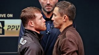 HEATED CANELO ALVAREZ ANGRY STARE DOWN OF GENNADY GOLOVKIN AT FINAL PRESS CONFERENCE - CANELO GGG 3