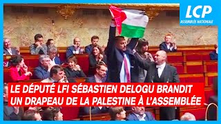 Le député LFI Sébastien Delogu brandit un drapeau palestinien à l’Assemblée - 28 mai 2024