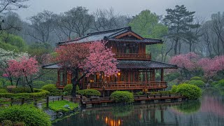 Perfect Relaxation With Rain by the Lake at Japanese Garden 🌧️Healing Rain for Insomnia \u0026 Deep Sleep