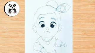 Cute baby krishna art pencil drawing @TaposhiartsAcademy