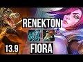 RENEKTON vs FIORA (TOP) | 1.5M mastery, 600+ games, 5/4/15 | KR Master | 13.9