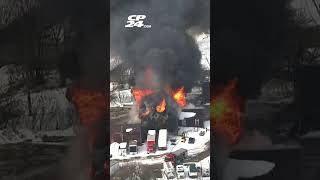 EXTENDED: Chopper video of massive barn fire in Scarborough