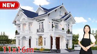 THAM KHẢO NGAY MẪU BIỆT THỰ 2 TẦNG TÂN CỔ ĐẸP HÚT MẮT DO MAXHOME THIẾT KẾ | MH00483